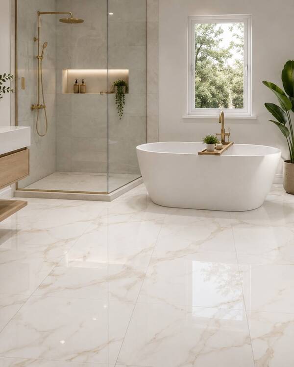 Hoogglans Vloertegel Luxury Calacatta Goud