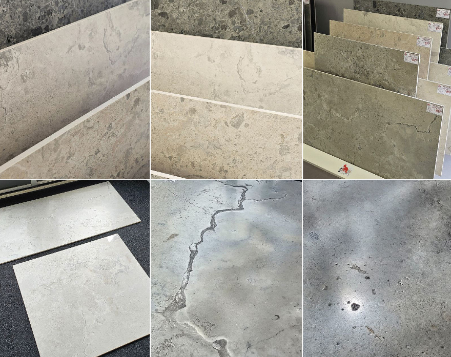 Nieuw in de showroom deze serie steenlook vloertegels ✨